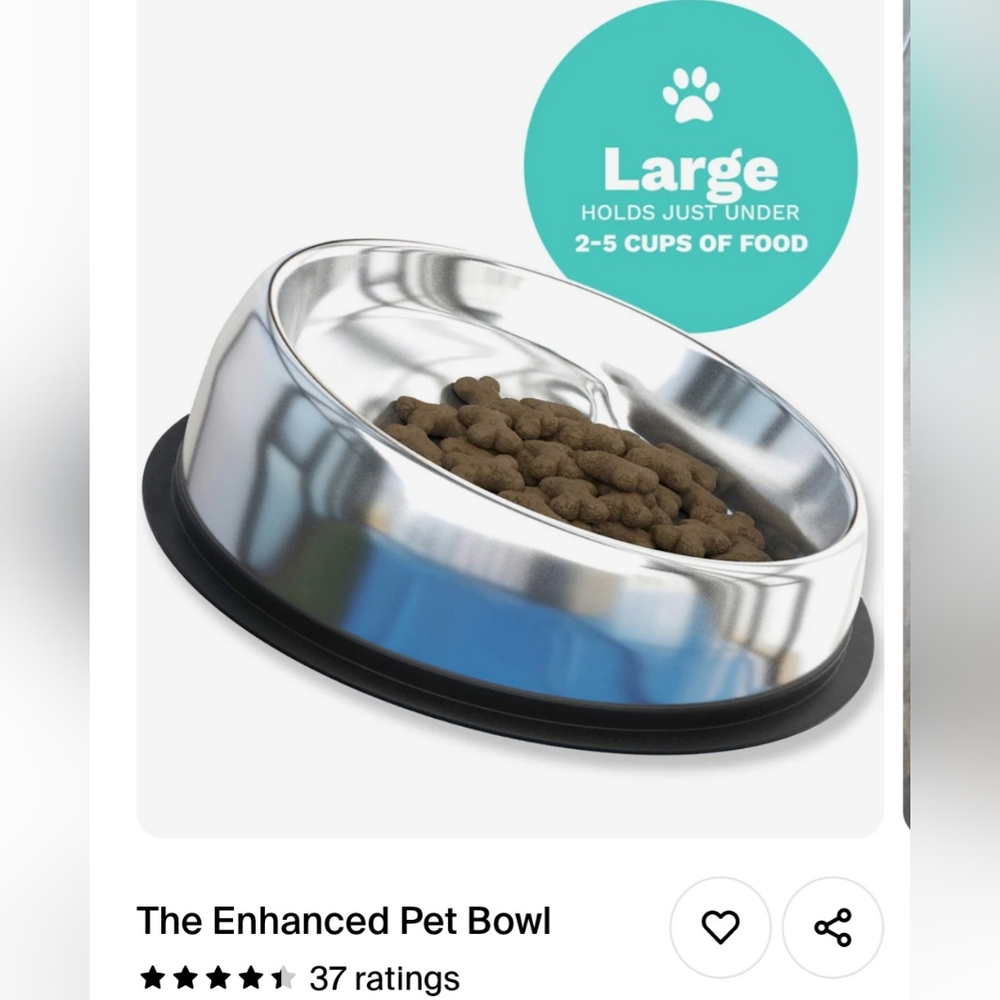 Enhanced Pet Bowl - Silver and Black